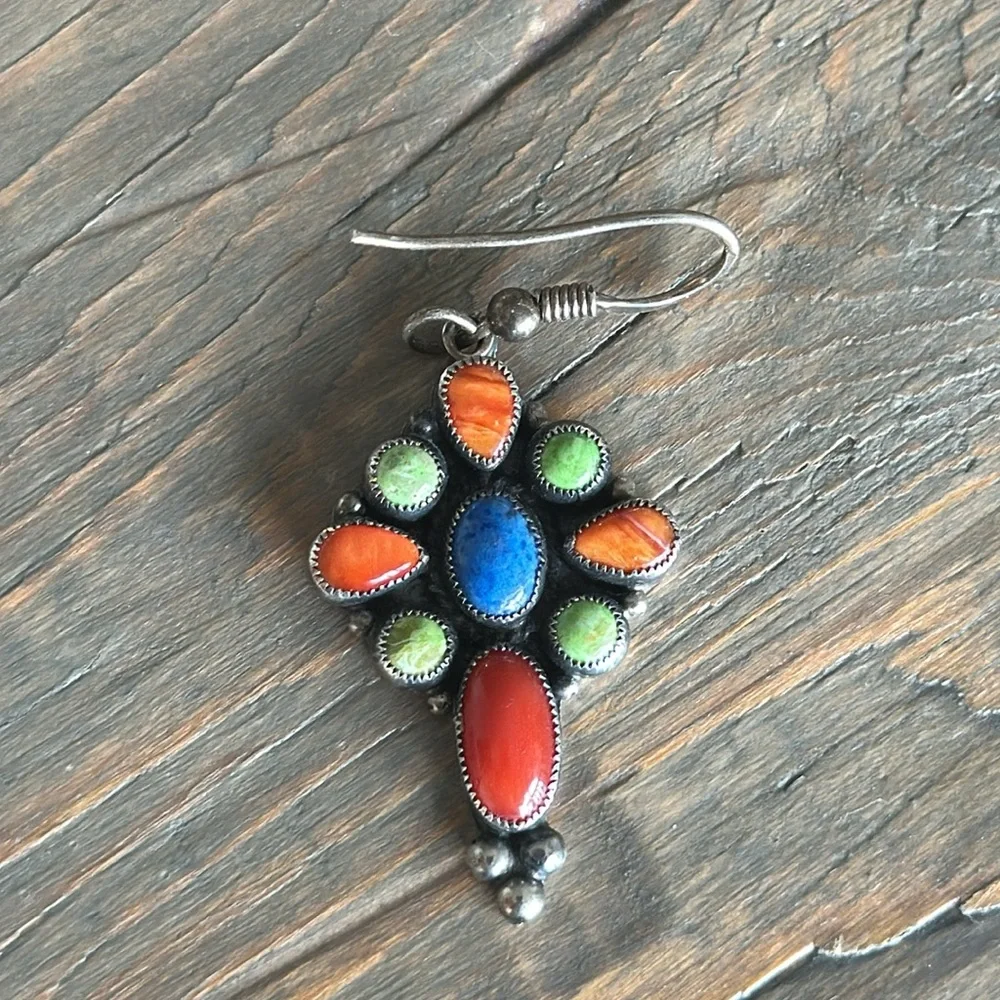 Vintage Don Lucas Multi-Stone Sterling Earrings